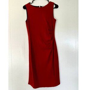 KENNETH COLE Red Sheath Dress V-Neck‎ Size 4